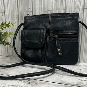 Tinangelo Black Crossbody Bag with Front Pockets